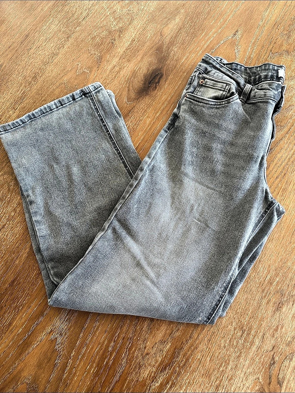 Refuge Denim Baggie Women's Straight Leg Jeans Gray Waist 07